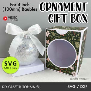 4" Ornament Box SVG, Christmas Ornament Gift Box svg, Christmas SVG, gift box svg, Christmas Box template, Ornament Gift Box svg