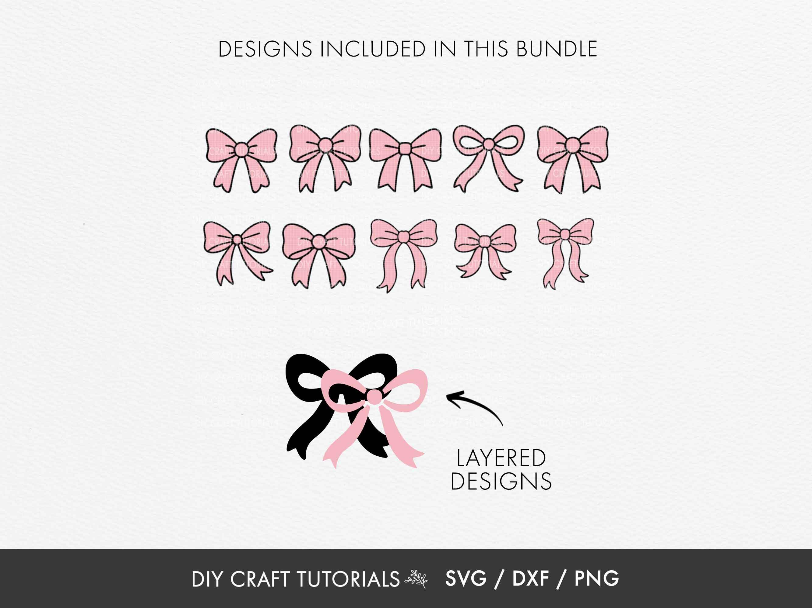 Layered Ribbon Svg Ribbon Bow SVG Bundle | 10 Layered Coquette Bow Cut Files and Clipart ...