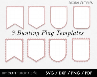 Bunting svg, scalloped banner svg, bunting flag svg, dxf, png, pdf, pennant svg, banner clipart, banner printable, birthday banner svg