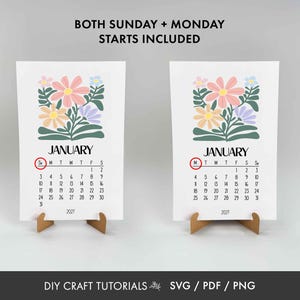 Calendar svg, Desk Calendar svg, printable calendar, floral calendar svg, mini desk calendar svg, 2026 calendar, 2027 Calendar 画像 12
