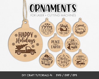 Christmas Ornament SVG Bundle | Laser Engraved Wood Ornaments