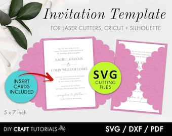 Scalloped Gatefold Wedding Invitation Template: SVG, DXF, & PDF Files