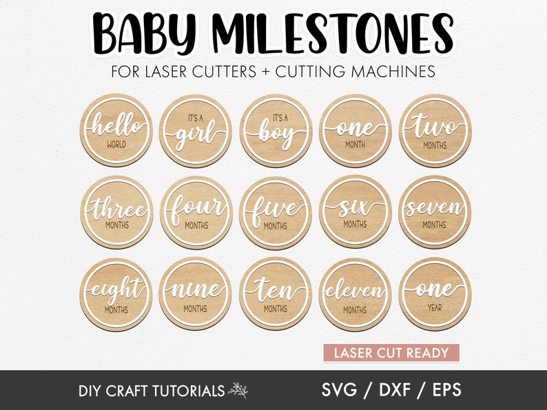 Baby Milestone Discs SVG: Laser Cut File, Birth Announcement - Etsy ...