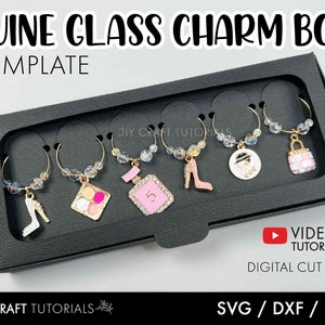 Editable Wine Charm Cards, Wine Ring Holder, Charming Display Card SVG,  Template for Package Wine Charms, Svg Dxf Png Ai Files, 