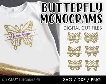 Butterfly Split Monogram SVG: Cricut Cut Files