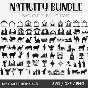 Presepe SVG, Natività Svg, Pacchetto SVG Natività, Clipart presepe, Natale SVG, Silhouette Natività, ornamento natalizio in formato SVG