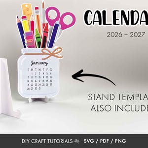 Calendario SVG, calendario de tarro de conserva SVG, calendario de escritorio SVG, calendario imprimible SVG, calendario de profesor SVG, calendario 2026, calendario 2027 imagen 3