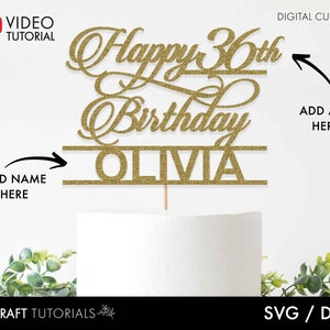 Birthday cake topper svg - add your own details, Custom cake topper svg, Cricut svg, cake topper svg, glowforge svg, laser cut file