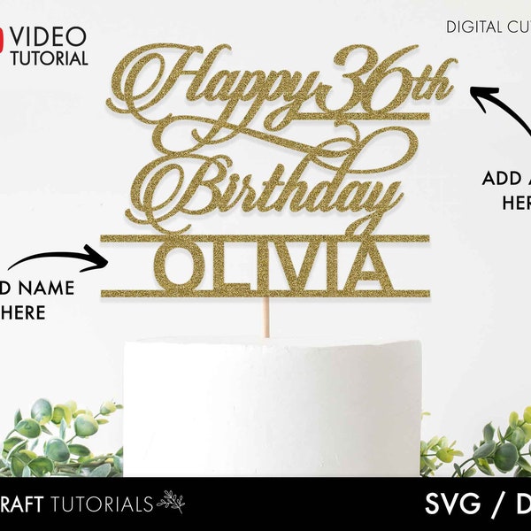Birthday cake topper svg - add your own details, Custom cake topper svg, Cricut svg, cake topper svg, glowforge svg, laser cut file