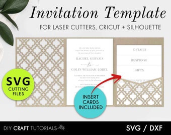 Tri-Fold Wedding Invitation Template: Moroccan Pocket Design (SVG, DXF)