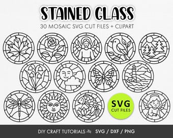 Stained Glass SVG Bundle | 30 Mosaic Cut Files for Cutting Machines and Laser Cutters