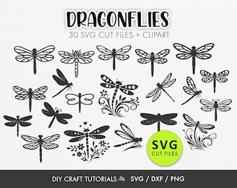Dragonfly SVG Bundle | Dragonfly Silhouette Cut Files | Boho Nature Dragonfly Clipart