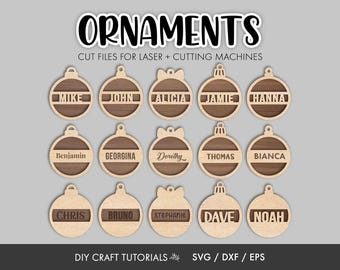 Name Ornament SVG Bundle | Personalized Christmas Ornament Laser Cut Files