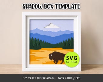 American Bison Shadow Box SVG | Layered Paper Art Template