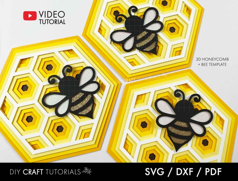 Download Cute Bee svg file Layered Honeycomb svg dxf pdf 3D Mandala ...