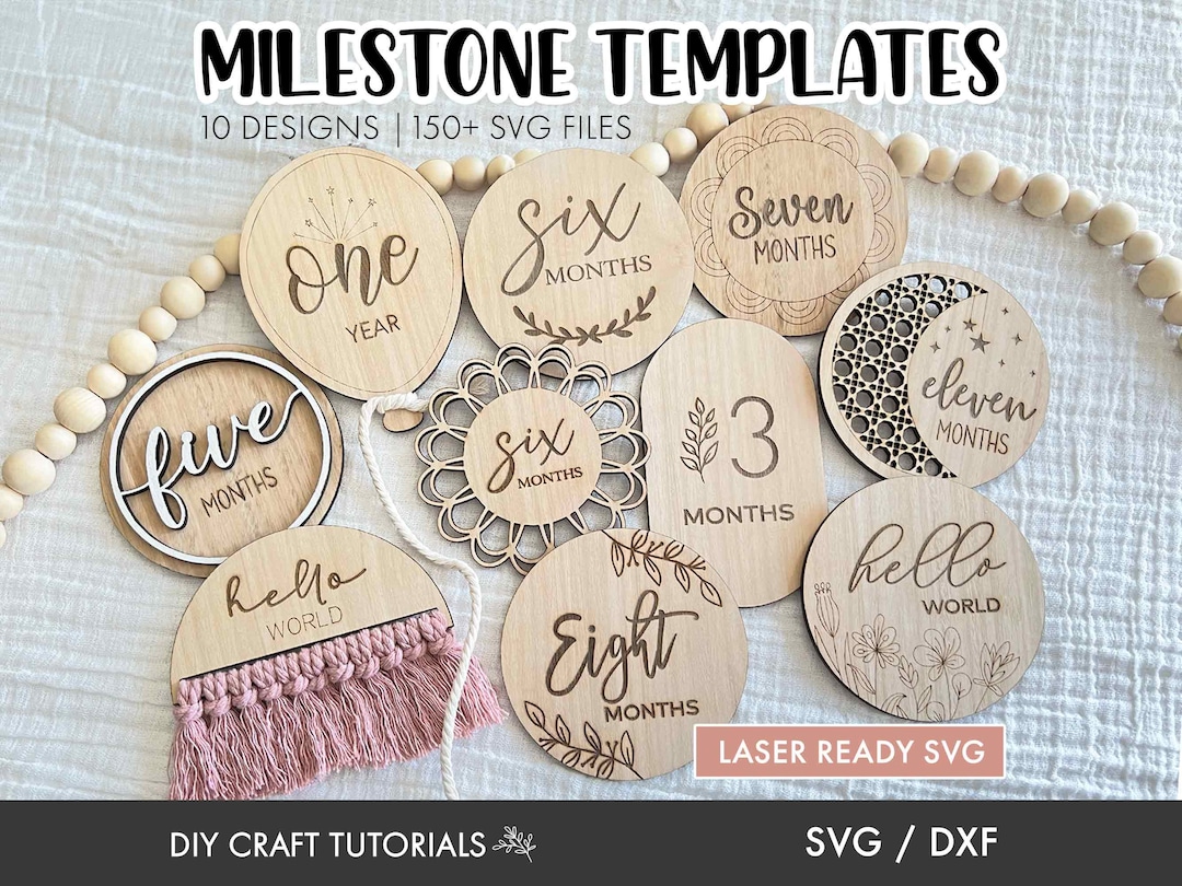 BABY MILESTONE SVG Bundle for Laser Cutters, Wooden Baby Milestone ...