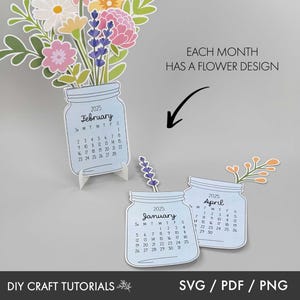 Floral Desk Calendar, Floral Calendar svg, Calendar svg, Desktop Calendar svg, printable calendar, 2026, 2027 Calendar, mini desk calendar 画像 5