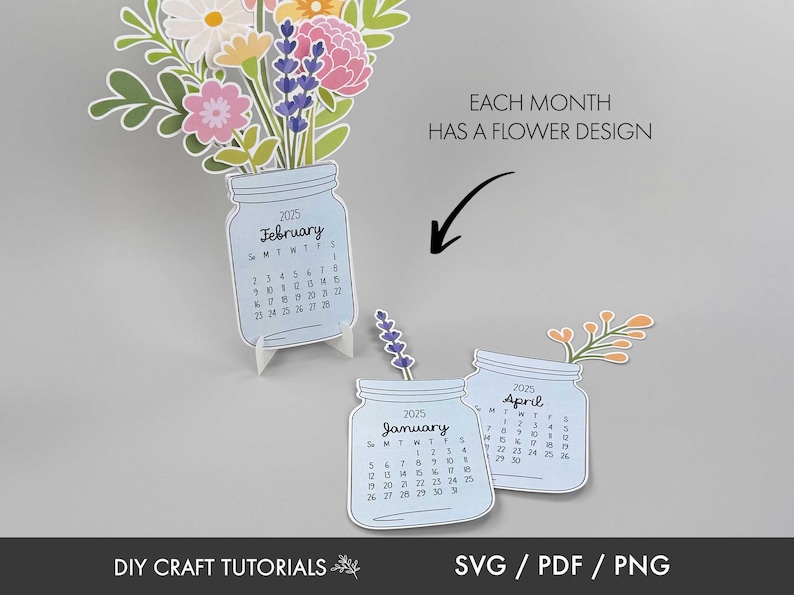 Floral Desk Calendar, Floral Calendar svg, Calendar svg, Desktop Calendar svg, printable calendar, 2026, 2027 Calendar, mini desk calendar 画像 5