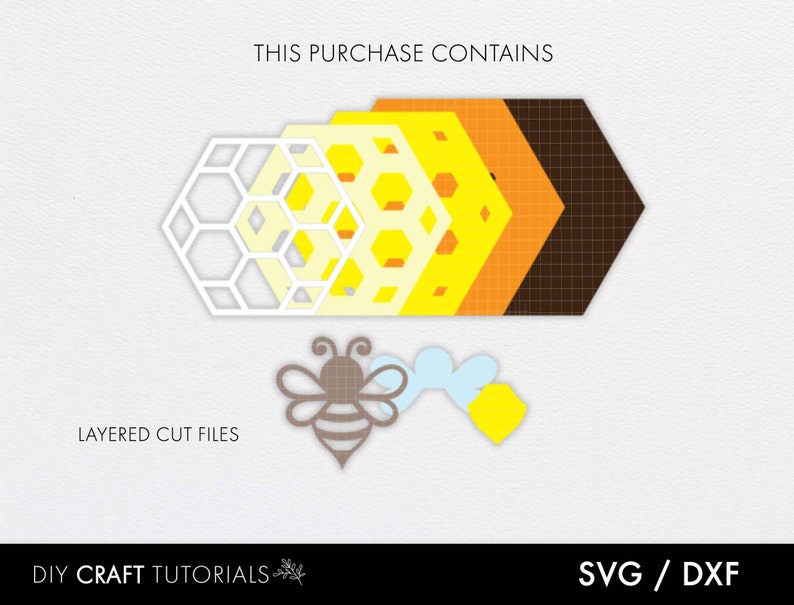 Download Cute Bee svg file Layered Honeycomb svg dxf pdf 3D Mandala ...