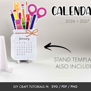 Calendario SVG, calendario de tarro de conserva SVG, calendario de escritorio SVG, calendario imprimible SVG, calendario de profesor SVG, calendario 2026, calendario 2027 imagen 9