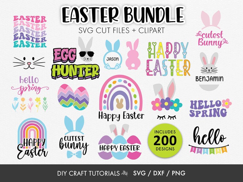 Easter SVG Bundle Mega Pack | 200 Easter Cut Files | Bunny Egg Spring ...