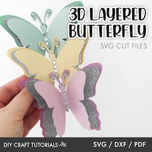 3D Butterfly SVG, Butterfly svg, Layered Butterfly svg, Butterfly wall art, Butterfly cut file, Butterfly clipart, Svg bundle, Svg cut files