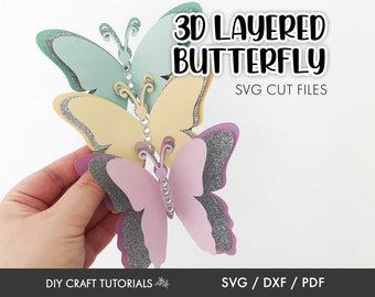 3D Butterfly SVG, Butterfly svg, Layered Butterfly svg, Butterfly wall art, Butterfly cut file, Butterfly clipart, Svg bundle, Svg cut files