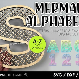 Mermaid Alphabet SVG, Mermaid svg, gloweforge SVG,  Monogram Svg, Initial Monogram Svg, letter svg, Number SVG, laser cut file, font svg