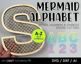 Mermaid Alphabet SVG: Laser Cut Letters, Numbers, Symbols