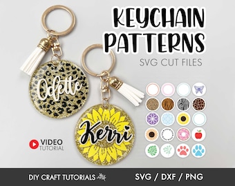 Keychain Pattern SVG Bundle: Leopard, Paw Print, Sunflower Cut Files