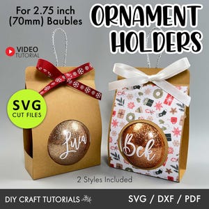 Ornament Holder SVG, 2.75in or 70mm Ornament Box SVG, Ornament Box svg, Christmas Ornament Gift Box, Christmas Box template, christmas svg
