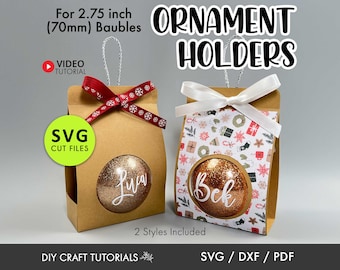 Ornament Holder SVG, 2.75in or 70mm Ornament Box SVG, Ornament Box svg, Christmas Ornament Gift Box, Christmas Box template, christmas svg