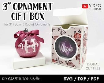 3" Round Ornament Box SVG, Christmas Ornament Gift Box svg, Christmas SVG, Christmas Box template, Ornament Gift Box svg, gift box svg
