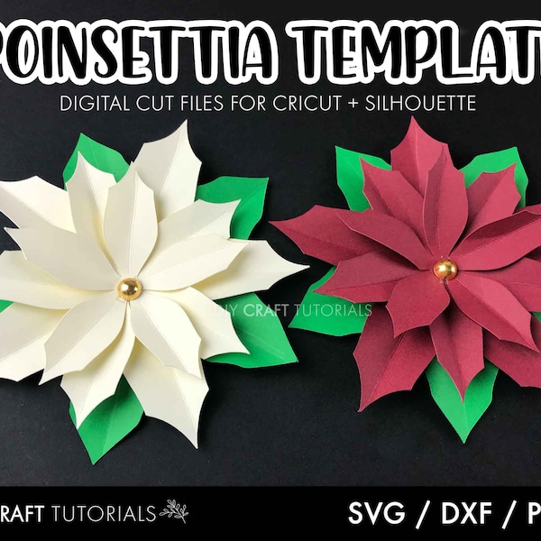 Poinsettia svg, Christmas Poinsettia svg, Christmas Flower template, 3D Paper Flowers, Cut files for Cricut, christmas svg, svg for cricut