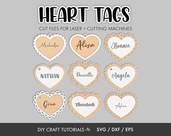 Lace Heart Gift Tag SVG | Valentine’s Day SVG Bundle | Personalized Heart Tags