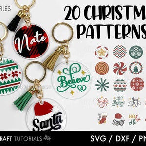 CHRISTMAS KEYCHAIN SVG, Merry Christmas svg, Christmas svg, Round Pattern svg, Keychain svg, keychain patterns svg, snowflake svg, santa svg