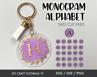 Wreath Monogram SVG Alphabet Bundle: Keychain Patterns