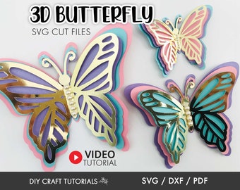 3D Butterfly SVG Bundle: Layered Butterfly Cut Files