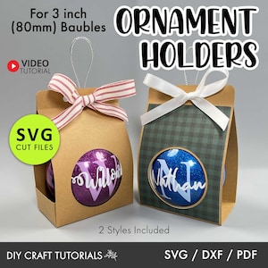 Ornament Holder SVG, 3in or 80mm Ornament Box SVG, Ornament Box svg, Christmas Box template, christmas svg, Christmas Ornament Gift Box