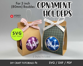 Ornament Holder SVG, 3in or 80mm Ornament Box SVG, Ornament Box svg, Christmas Box template, christmas svg, Christmas Ornament Gift Box