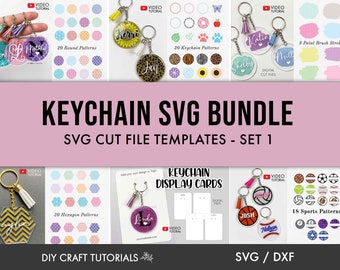 Keychain SVG Bundle: Round, Hexagon & Sports Pattern Cut Files
