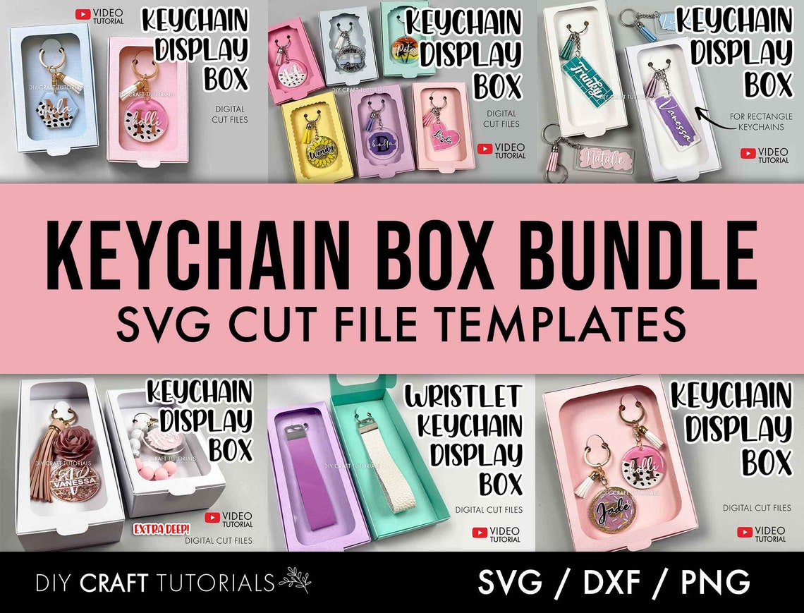 Keychain Box Template Bundle Keychain Box SVG Keychain Etsy Australia
