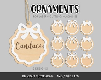 Bow Ornament SVG Bundle | Scalloped Christmas Ornament Cut Files