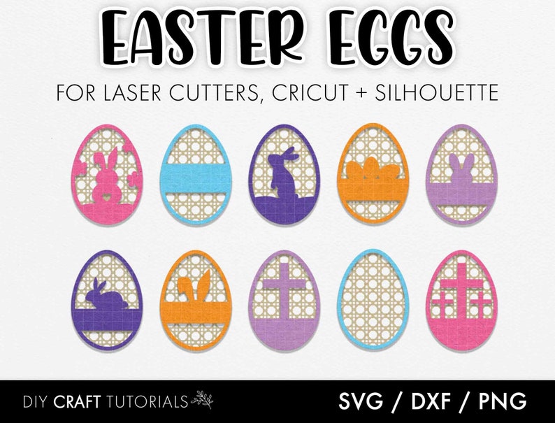 Easter Egg SVG Bundle: Bunny, Rattan, Laser Cut Files - Etsy
