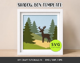 Deer Forest Shadow Box SVG | Layered Woodland Paper Art Template