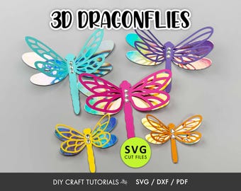 Layered Dragonfly svg | 3D Dragonfly Cut Files | Paper Dragonfly Template | Dragonfly Wall Decor SVG