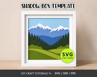 Mountain Landscape Shadow Box SVG | Layered Paper Art Template