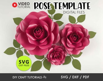 Paper Rose svg, Rose Template, Paper Flower svg, 3D Paper Flowers svg, Rose Svg, Paper Flower template, Flower svg, cricut svg