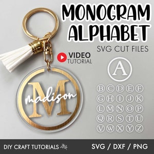 Monogram Svg, Alphabet SVG, Monogram SVG Alphabet, Keychain svg, Frame Monogram Svg, keyring patterns svg, keychain patterns svg, circle svg