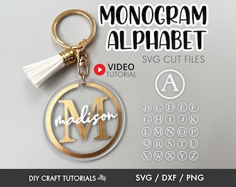 Monogram Svg, Alphabet SVG, Monogram SVG Alphabet, Keychain svg, Frame Monogram Svg, keyring patterns svg, keychain patterns svg, circle svg